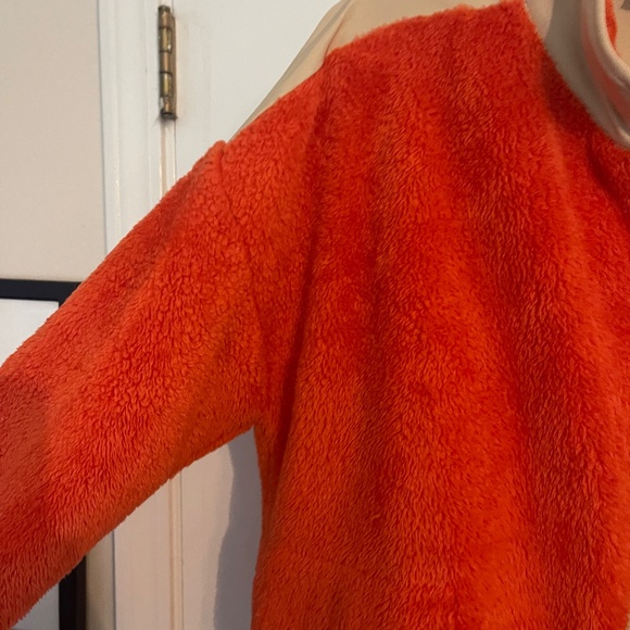 J. Crew Superplush Sherpa Full Zip Jacket Orange Colorblock - Picture 8 of 16